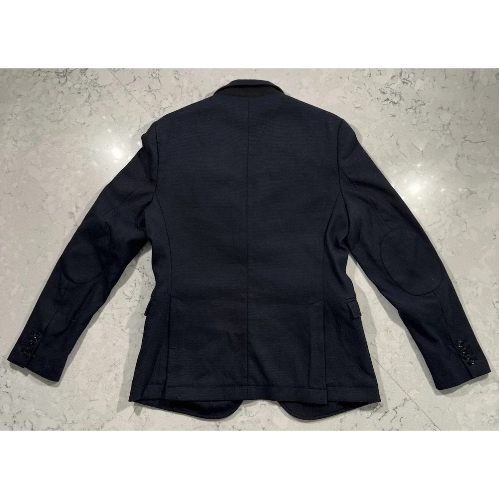 Zara Blazer Jacket Mens 42 Navy Blue Business Casual Quiet Luxury Sport Coat